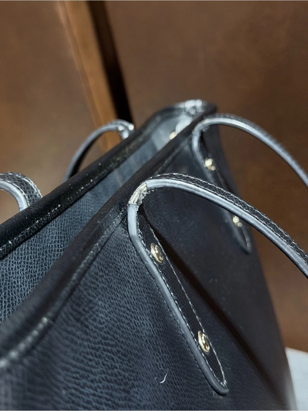 Coach Black Leather Shoulder Tote with Gold Hardware